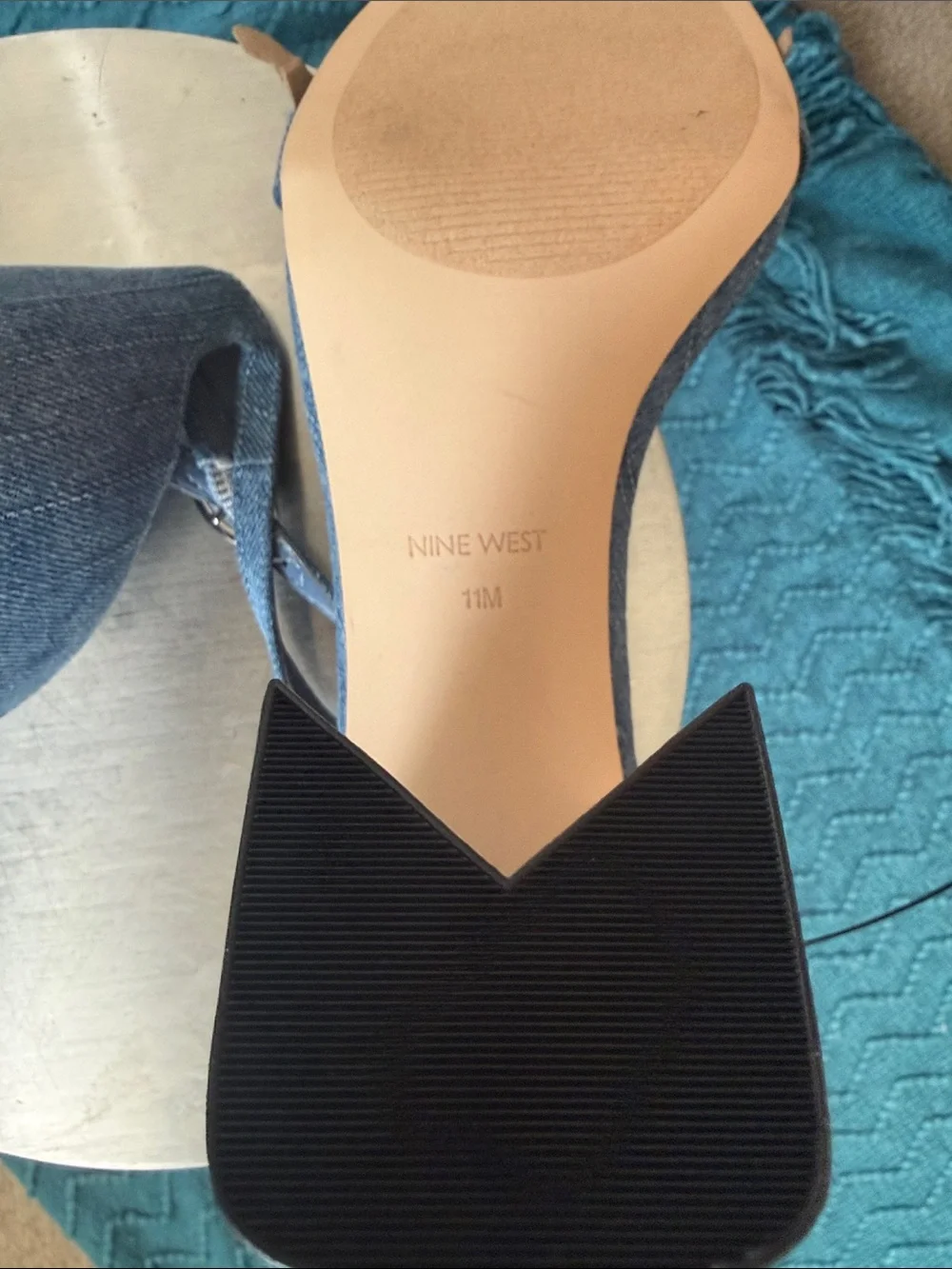NWOT Nine West Denim Blue Ankle-Strap Heeled Sandals